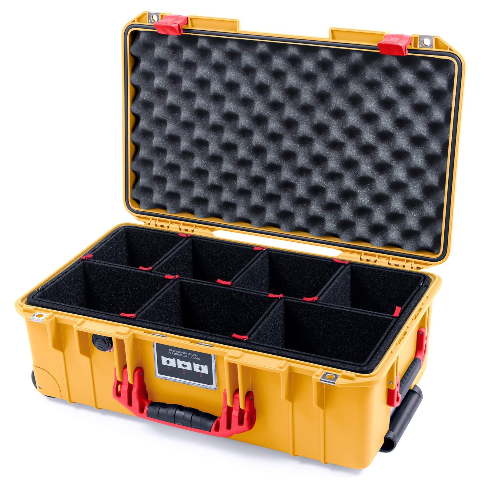 Pelican 1535 Air Case, Yellow with Red Handles & Latches TrekPak Divider System with Convolute Lid Foam ColorCase 015350-0020-240-320