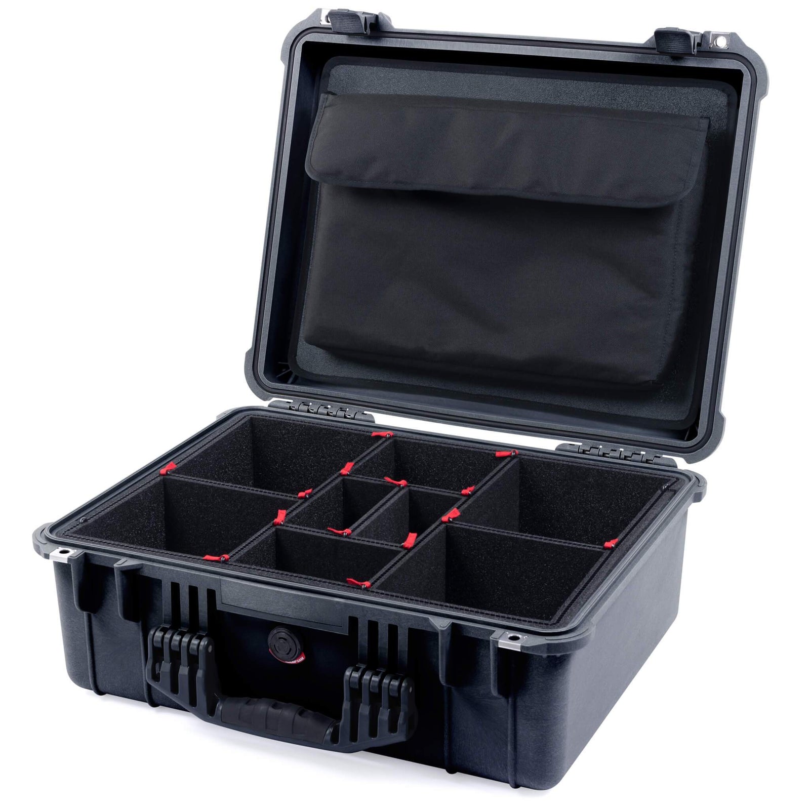 Pelican 1550 Case, Black TrekPak Divider System with Computer Pouch ColorCase 015500-0220-110-110