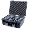 Pelican 1550 Case, Black with Silver Handle & Latches Gray Padded Microfiber Dividers with Convolute Lid Foam ColorCase 015500-0070-110-180