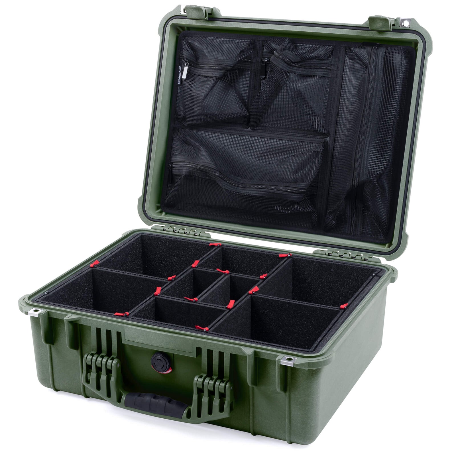Pelican 1550 Case, OD Green TrekPak Divider System with Mesh Lid Organizer ColorCase 015500-0120-130-130