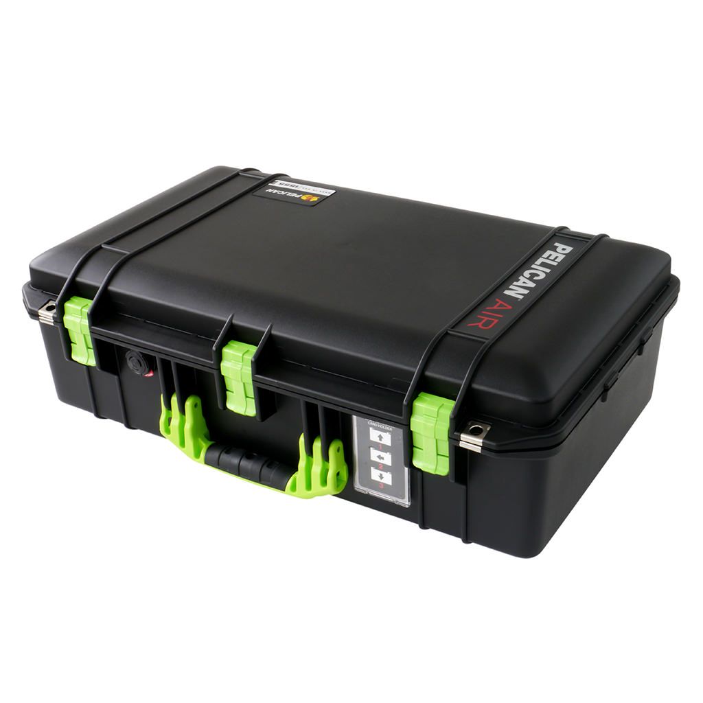 Pelican 1555 Air Case, Black with Lime Green Handle & Latches ColorCase 