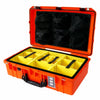 Pelican 1555 Air Case, Orange with Black Handle & Latches Yellow Padded Microfiber Dividers with Mesh Lid Organizer ColorCase 015550-0110-150-110