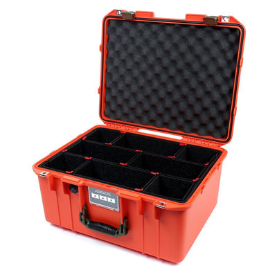 Pelican 1557 Air Case, Orange with OD Green Handle & Latches TrekPak Divider System with Convolute Lid Foam ColorCase 015570-0020-150-130