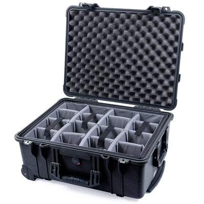 Pelican 1560 Case, Black Gray Padded Microfiber Dividers with Convolute Lid Foam ColorCase 015600-0070-110-110