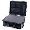 Pelican 1560 Case, Black with OD Green Handles & Latches Pick & Pluck Foam with Mesh Lid Organizer ColorCase 015600-0101-110-130