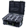 Pelican 1560 Case, Black with OD Green Handles & Latches Gray Padded Microfiber Dividers with Mesh Lid Organizer ColorCase 015600-0170-110-130