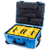 Pelican 1560 Case, Blue with Black Handles & Latches Yellow Padded Microfiber Dividers with Computer Pouch ColorCase 015600-0210-120-110