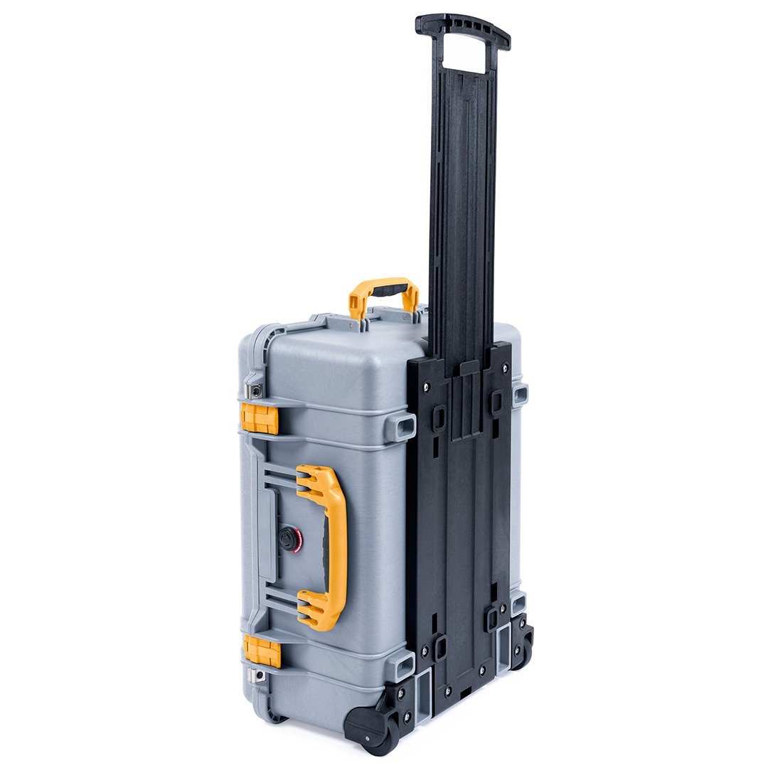 Pelican 1560 Case, Silver with Yellow Handles & Latches ColorCase