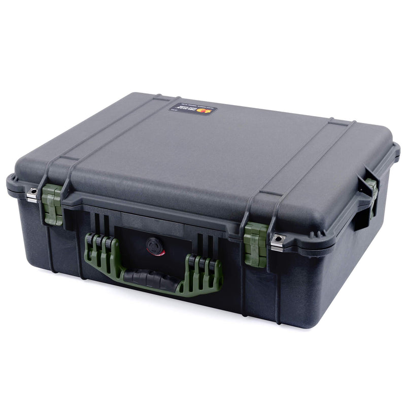 Pelican 1600 Case, Black with OD Green Handle & Latches ColorCase 