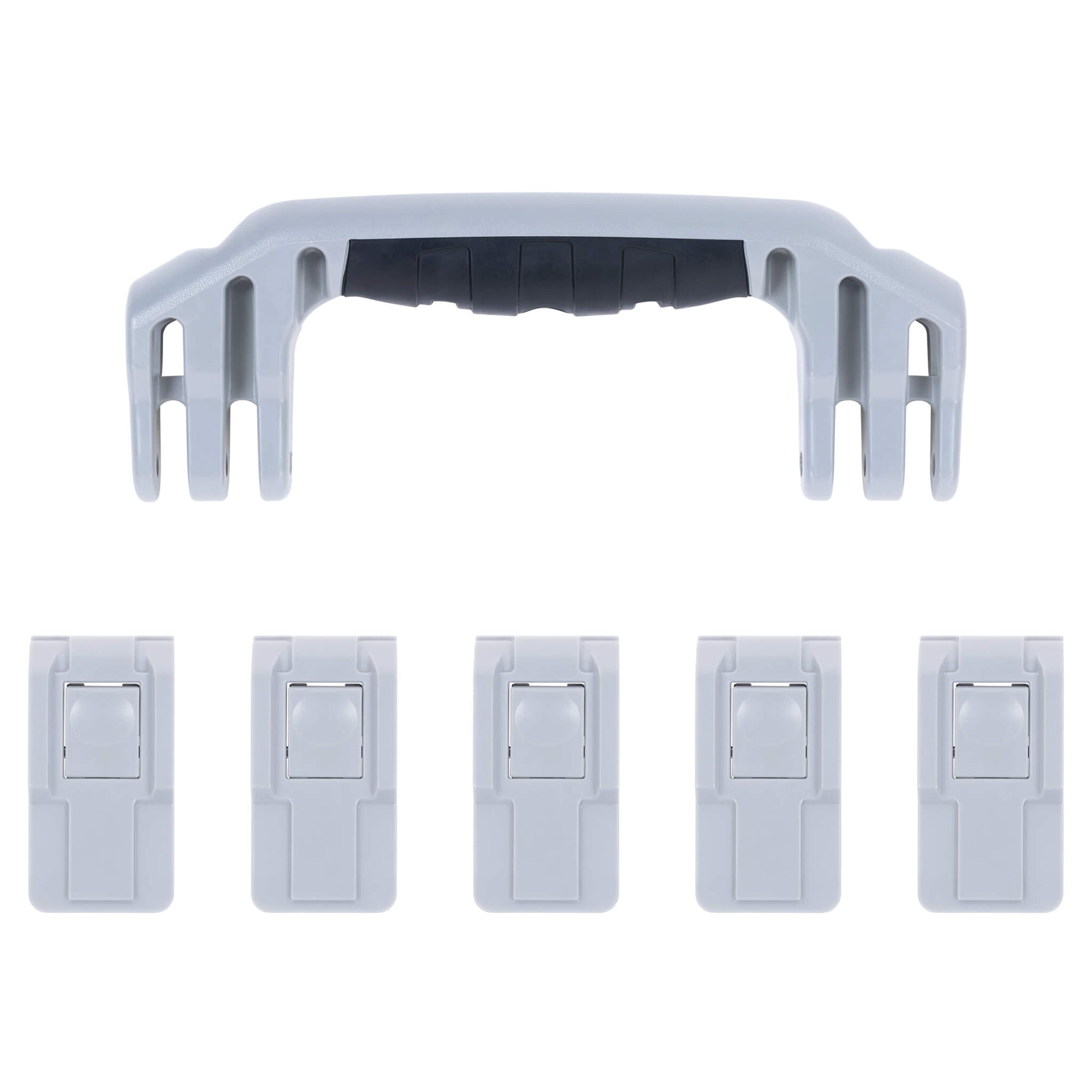 Pelican 1605 Air Replacement Handle & Latches, Silver, Push-Button (Set of 1 Handle, 5 Latches) ColorCase 