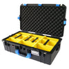 Pelican 1605 Air Case, Black with Blue Handle & Latches Yellow Padded Microfiber Dividers with Convolute Lid Foam ColorCase 016050-0010-110-120