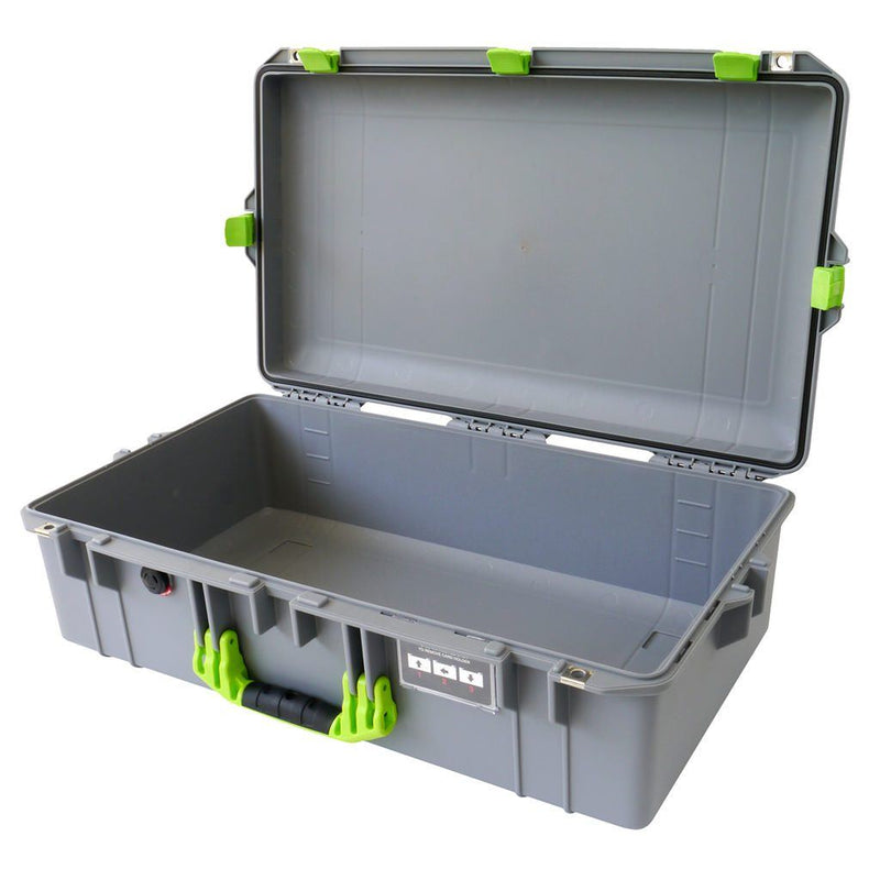 Pelican 1605 Air Case, Silver with Lime Green Handle & Latches ColorCase 