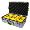 Pelican 1605 Air Case, Silver with Lime Green Handle & Latches Yellow Padded Microfiber Dividers with Convolute Lid Foam ColorCase 016050-0010-180-300