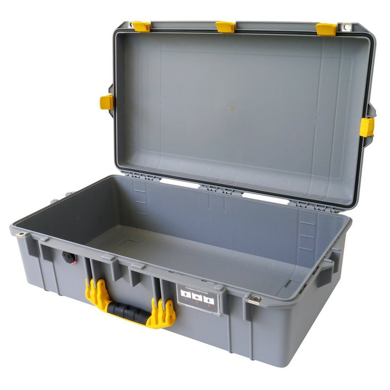 Pelican 1605 Air Case, Silver with Yellow Handle & Latches ColorCase 