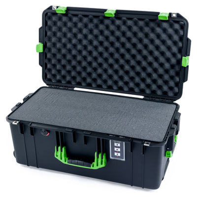 Pelican 1606 Air Case, Black with Lime Green Handles & Latches Pick & Pluck Foam with Convolute Lid Foam ColorCase 016060-0001-110-300