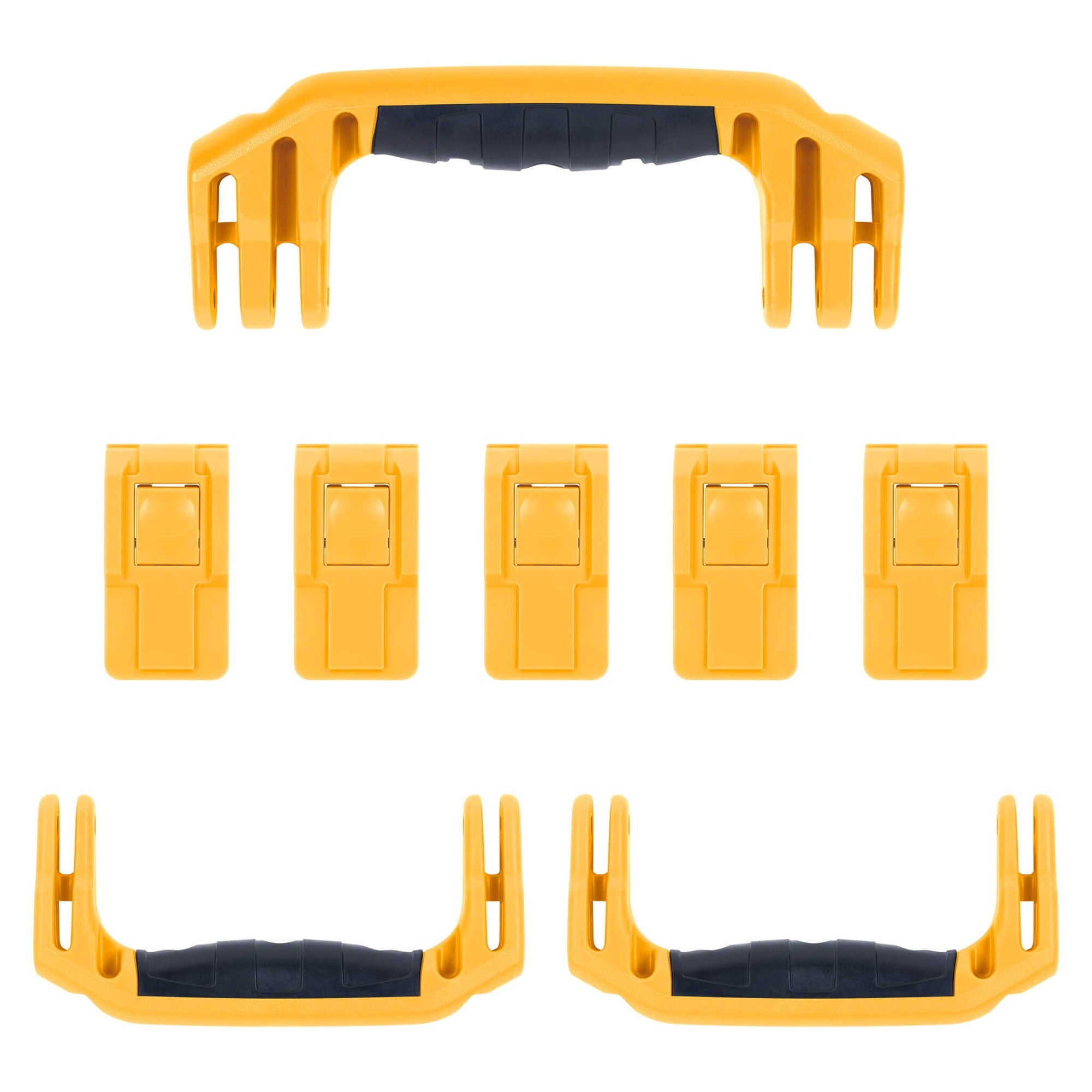 Pelican 1606 Air Replacement Handles & Latches, Yellow, Push-Button (Set of 3 Handles, 5 Latches) ColorCase 