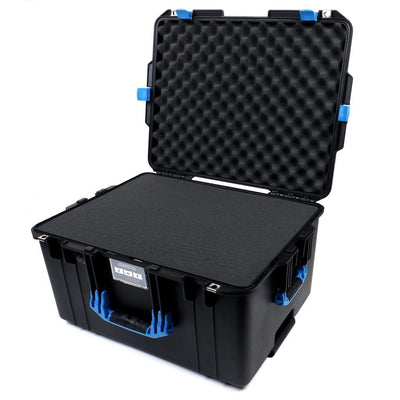 Pelican 1607 Air Case, Black with Blue Handles & Latches Pick & Pluck Foam with Convolute Lid Foam ColorCase 016070-0001-110-120