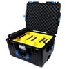 Pelican 1607 Air Case, Black with Blue Handles & Latches 2-Layer Yellow Padded Microfiber Dividers with Convolute Lid Foam ColorCase 016070-0010-110-120