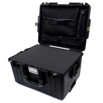 Pelican 1607 Air Case, Black with OD Green Handles & Latches Pick & Pluck Foam with Computer Pouch ColorCase 016070-0201-110-130