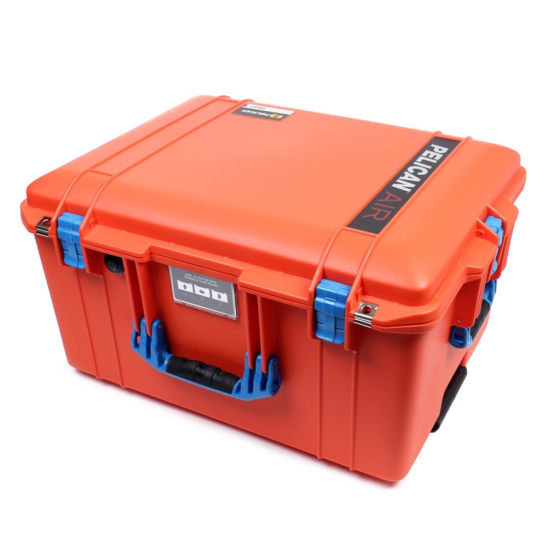 Pelican 1607 Air Case, Orange with Blue Handles & Latches ColorCase