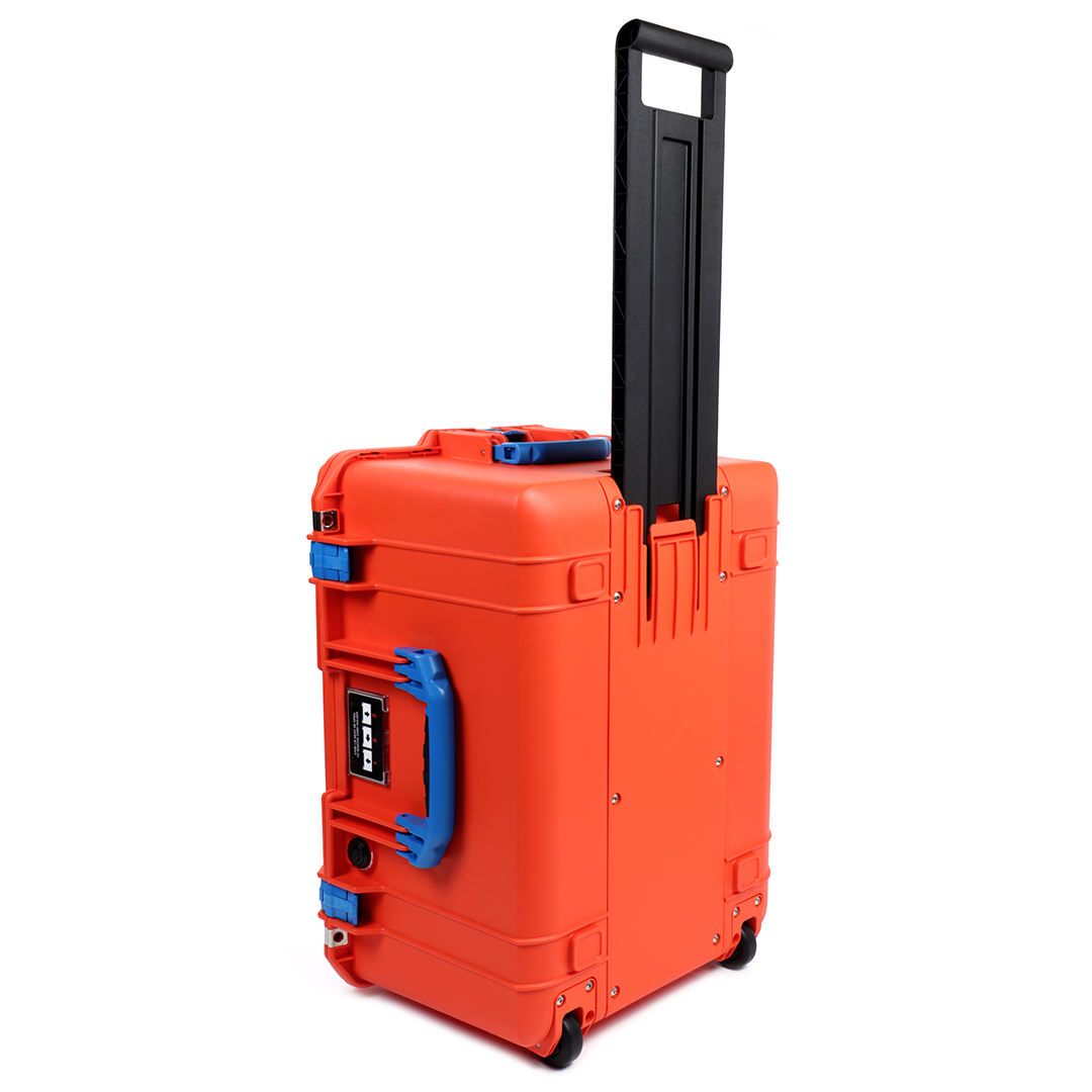 Pelican 1607 Air Case, Orange with Blue Handles & Latches ColorCase