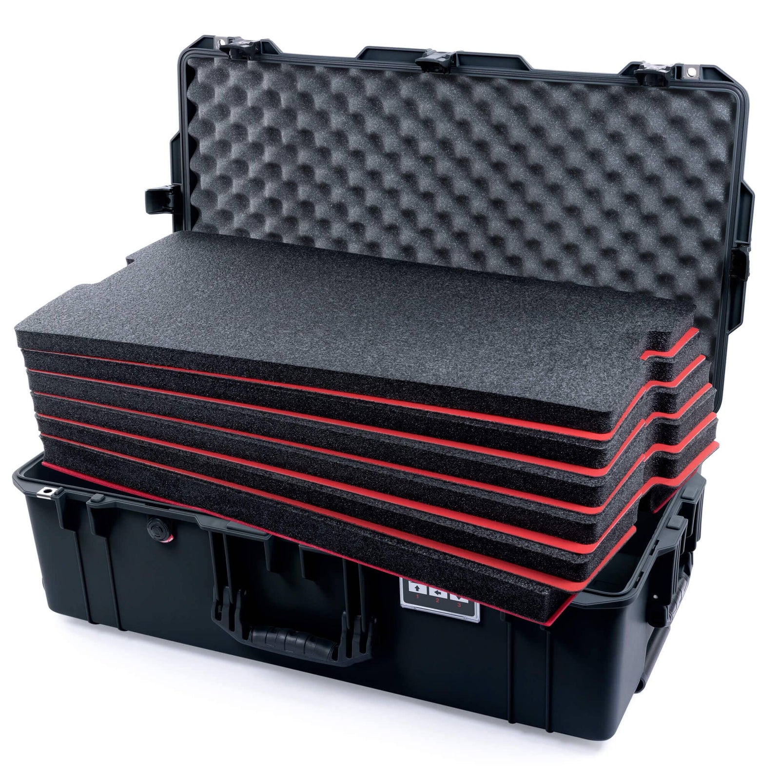Pelican 1615 Air Case, Black, TSA Locking Push-Button Latches Custom Tool Kit (6 Foam Inserts with Convoluted Lid Foam) ColorCase 016150-0060-110-L10