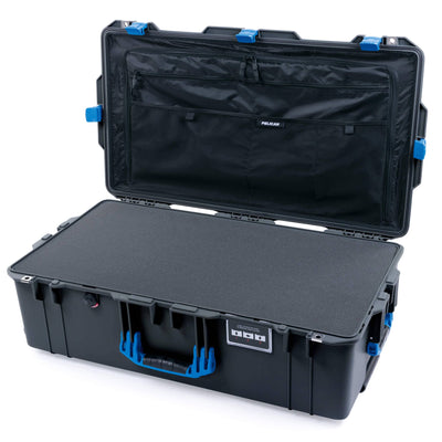 Pelican 1615 Air Case, Charcoal with Blue Handles & Latches Pick & Pluck Foam with Combo-Pouch Lid Organizer ColorCase 016150-0301-520-120
