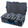 Pelican 1615 Air Case, Charcoal with Blue Handles & Latches Gray Padded Microfiber Dividers with Convoluted Lid Foam ColorCase 016150-0070-520-120