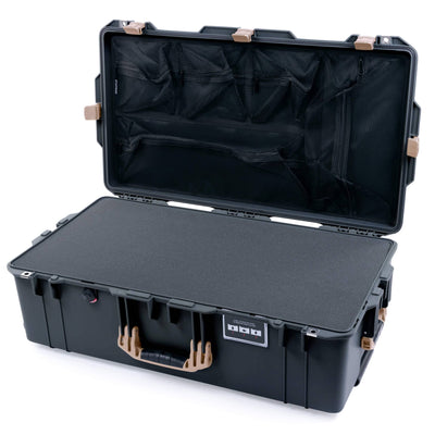Pelican 1615 Air Case, Charcoal with Desert Tan Handles & Latches Pick & Pluck Foam with Mesh Lid Organizer ColorCase 016150-0101-520-310