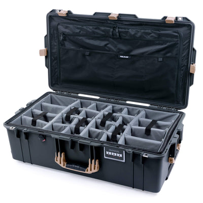 Pelican 1615 Air Case, Charcoal with Desert Tan Handles & Latches Gray Padded Microfiber Dividers with Combo-Pouch Lid Organizer ColorCase 016150-0370-520-310