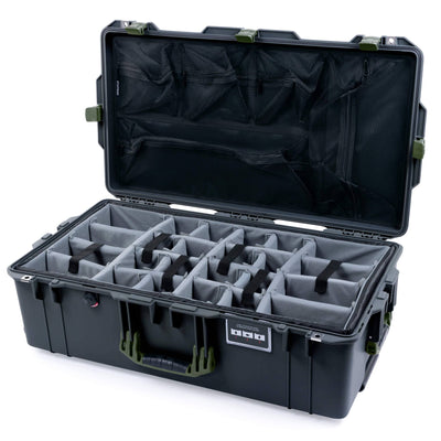 Pelican 1615 Air Case, Charcoal with OD Green Handles & Latches Gray Padded Microfiber Dividers with Mesh Lid Organizer ColorCase 016150-0170-520-130