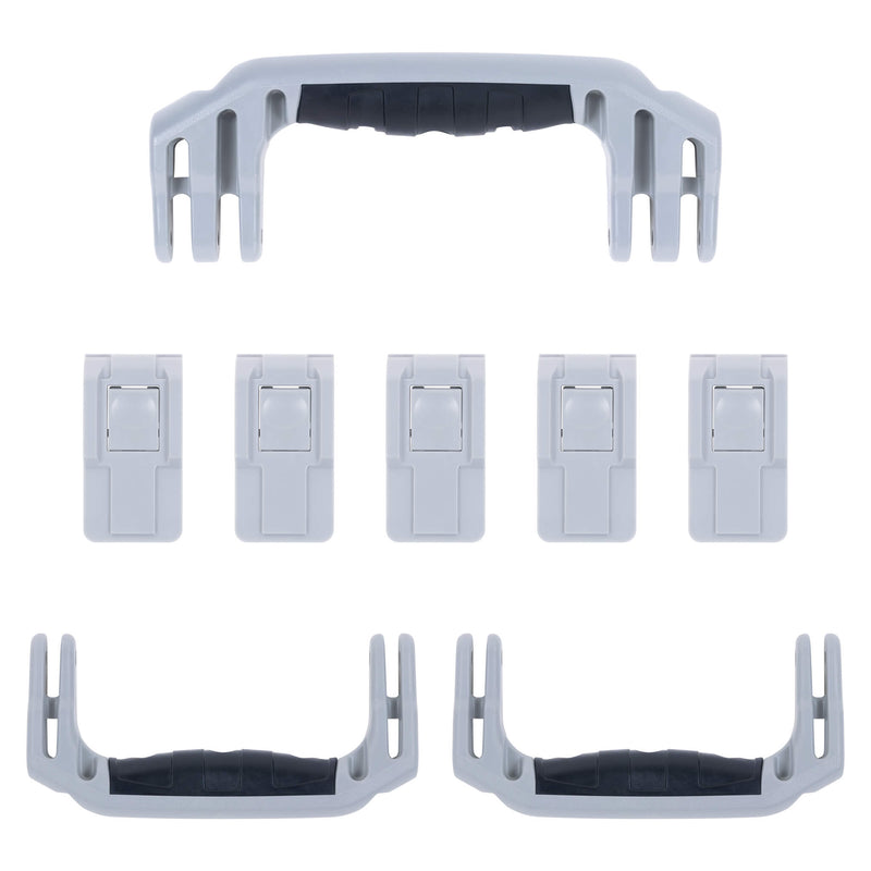 Pelican 1615 Air Replacement Handles & Latches, Silver, Push-Button (Set of 3 Handles, 5 Latches) ColorCase 