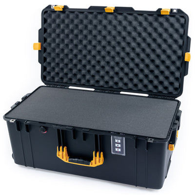 Pelican 1626 Air Case, Black with Yellow Handles & Latches Pick & Pluck Foam with Convolute Lid Foam ColorCase 016260-0001-110-240