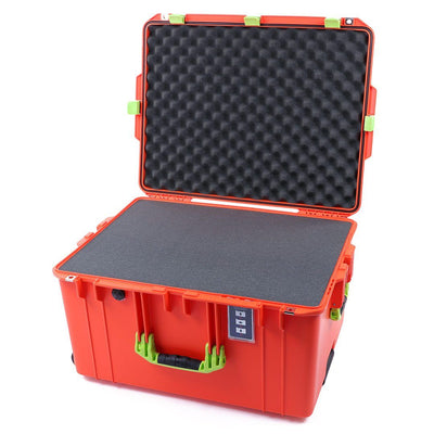 Pelican 1637 Air Case, Orange with Lime Green Handles & Latches Pick & Pluck Foam with Convolute Lid Foam ColorCase 016370-0001-150-300