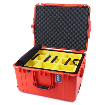 Pelican 1637 Air Case, Orange with Red Handles & Latches 2-Layer Yellow Padded Microfiber Dividers with Convolute Lid Foam ColorCase 016370-0010-150-320