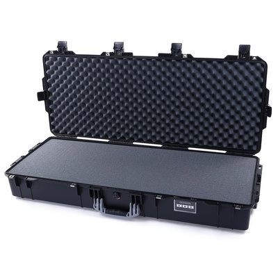 Pelican 1745 Air Case, Black with Silver Gray Handles, Rolling Pick & Pluck Foam with Convolute Lid Foam ColorCase 017450-0001-110-180