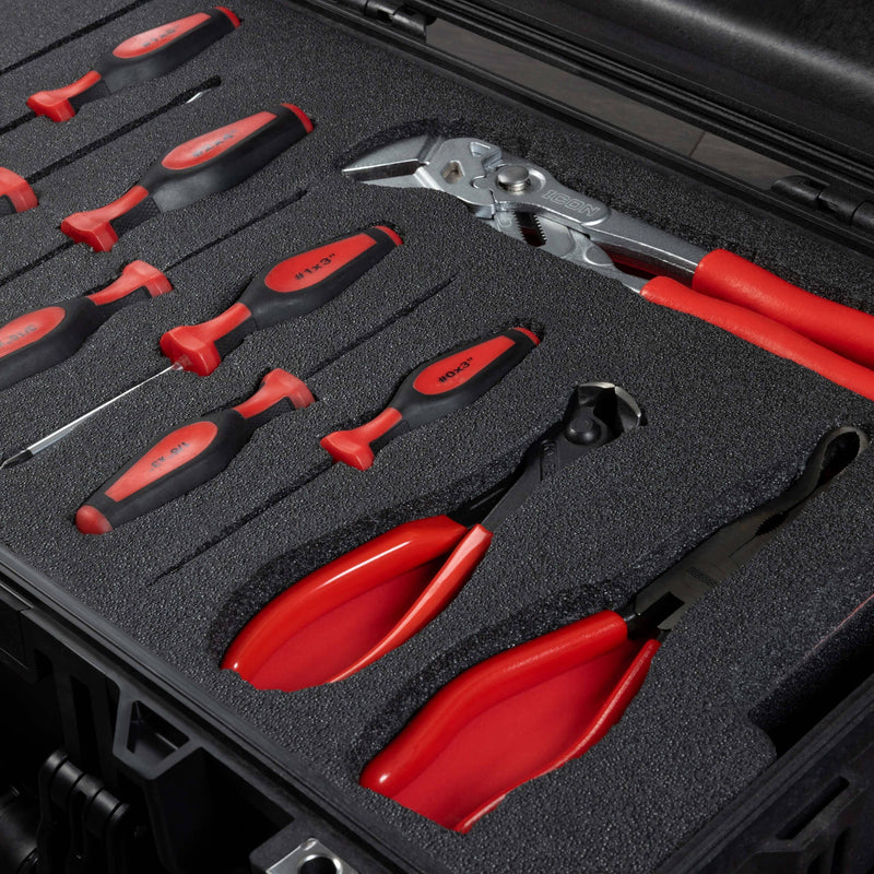 Pelican 1510 Tool Foam Kit (Set of 4 Black Foam Inserts, 3 Plastic Backers & One Red Bottom Foam) ColorCase 