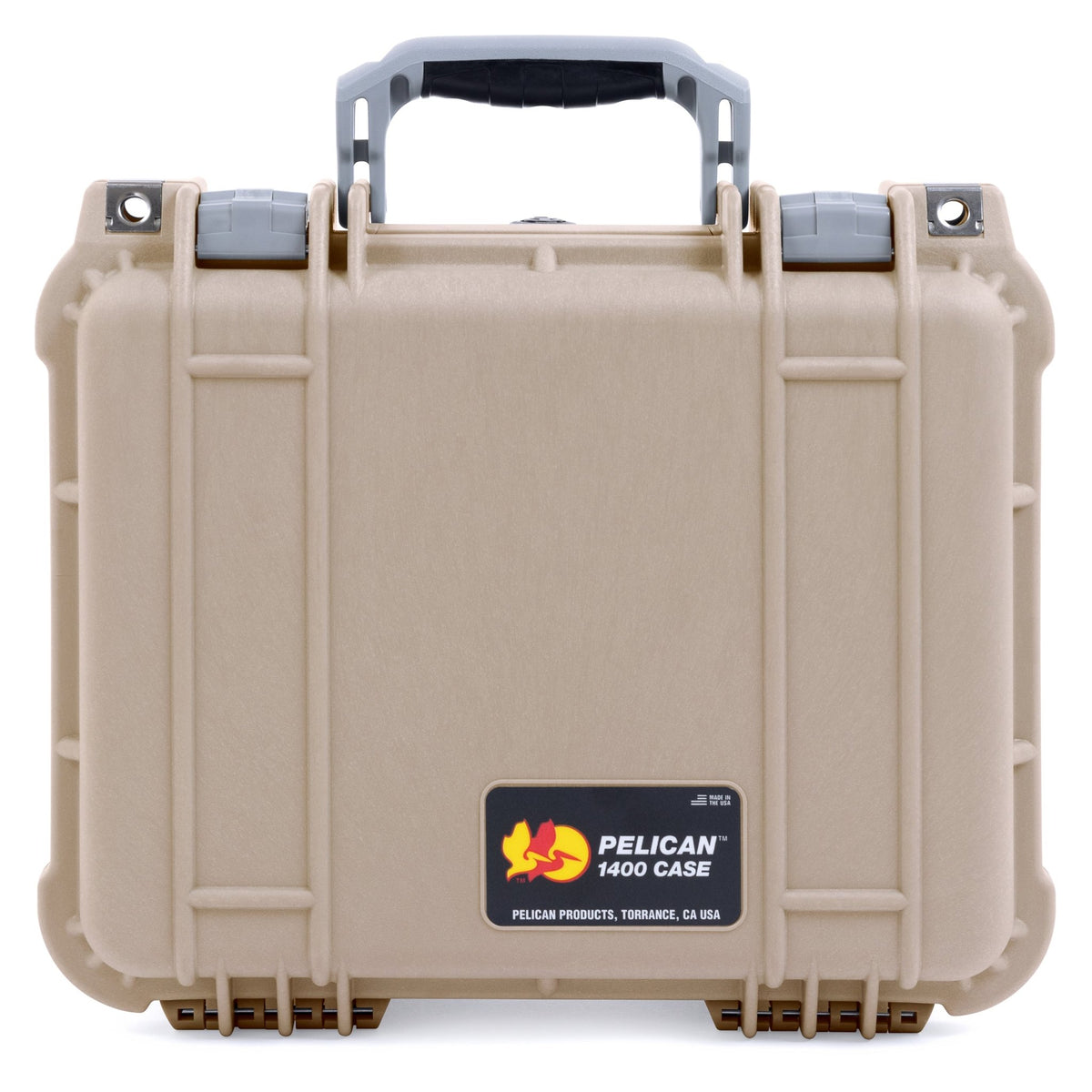 Pelican 1400 Case - Desert Tan &amp; Silver - Empty