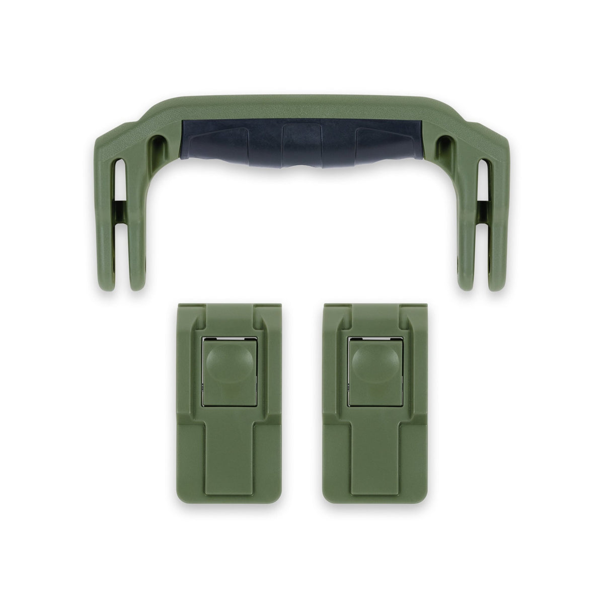 Pelican 1400 Replacement Handle &amp; Latches Set - OD Green (1 Handle, 2 Push-Button Latches) -
