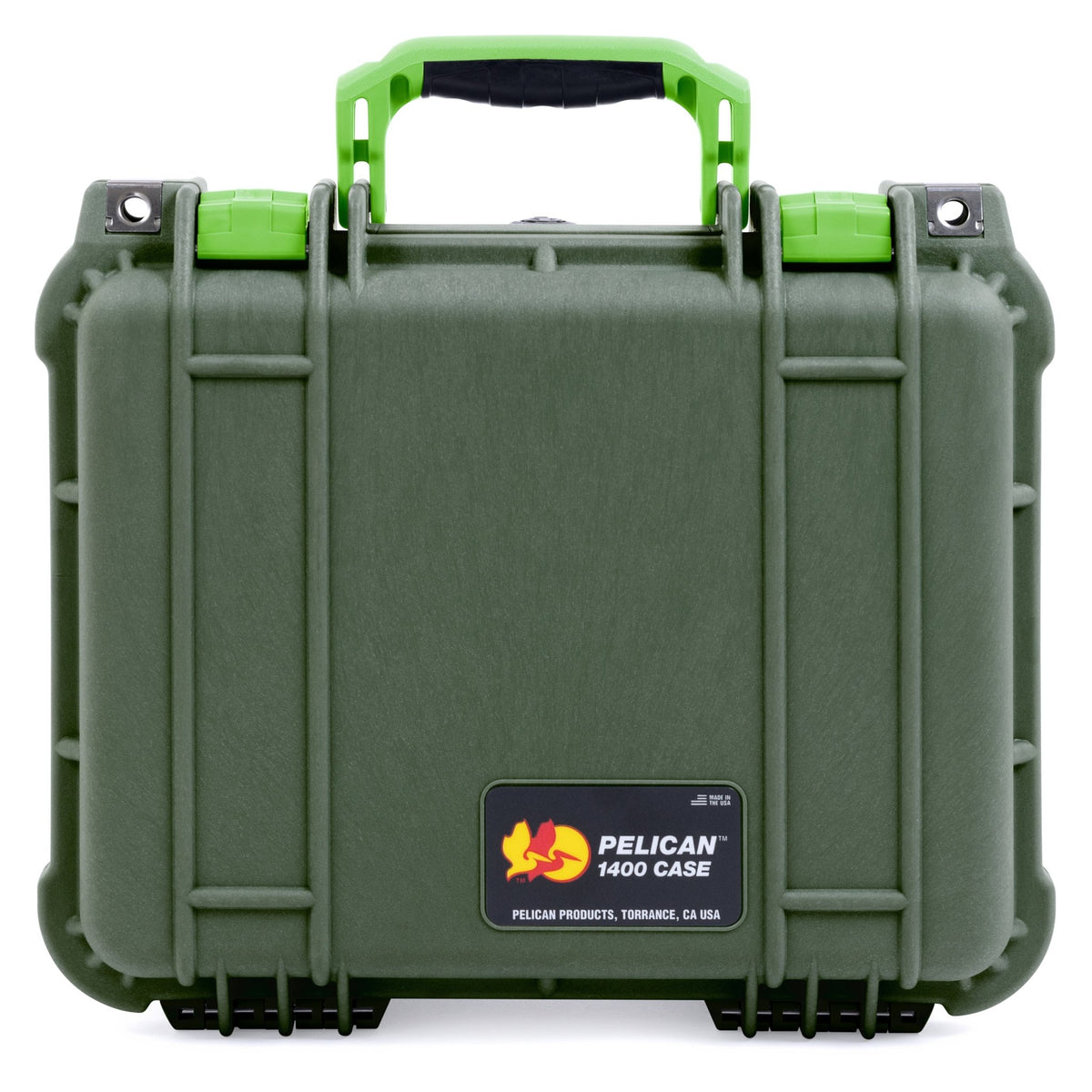 Pelican 1400 Case - OD Green &amp; Lime Green - Empty