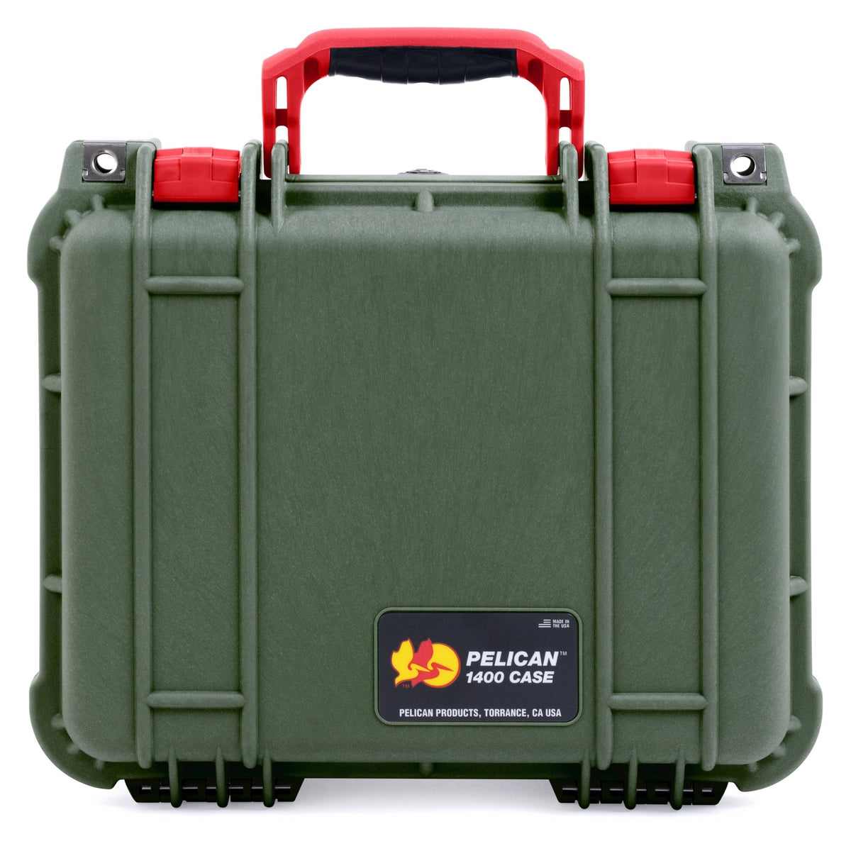 Pelican 1400 Case - OD Green &amp; Red - Empty