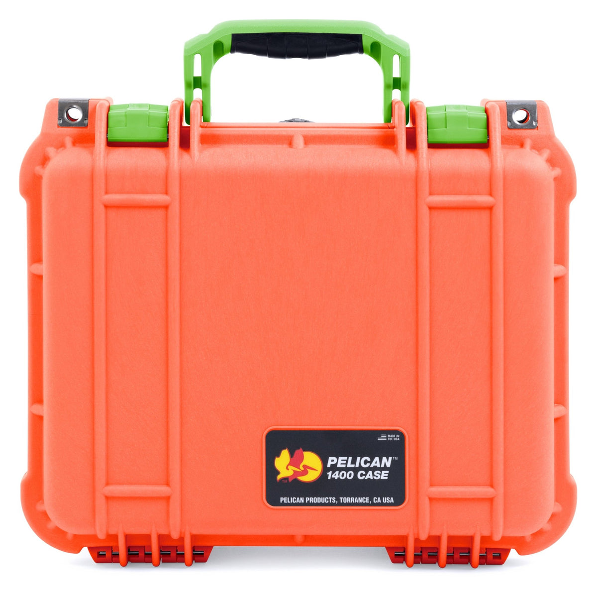 Pelican 1400 Case - Orange &amp; Lime Green - Empty