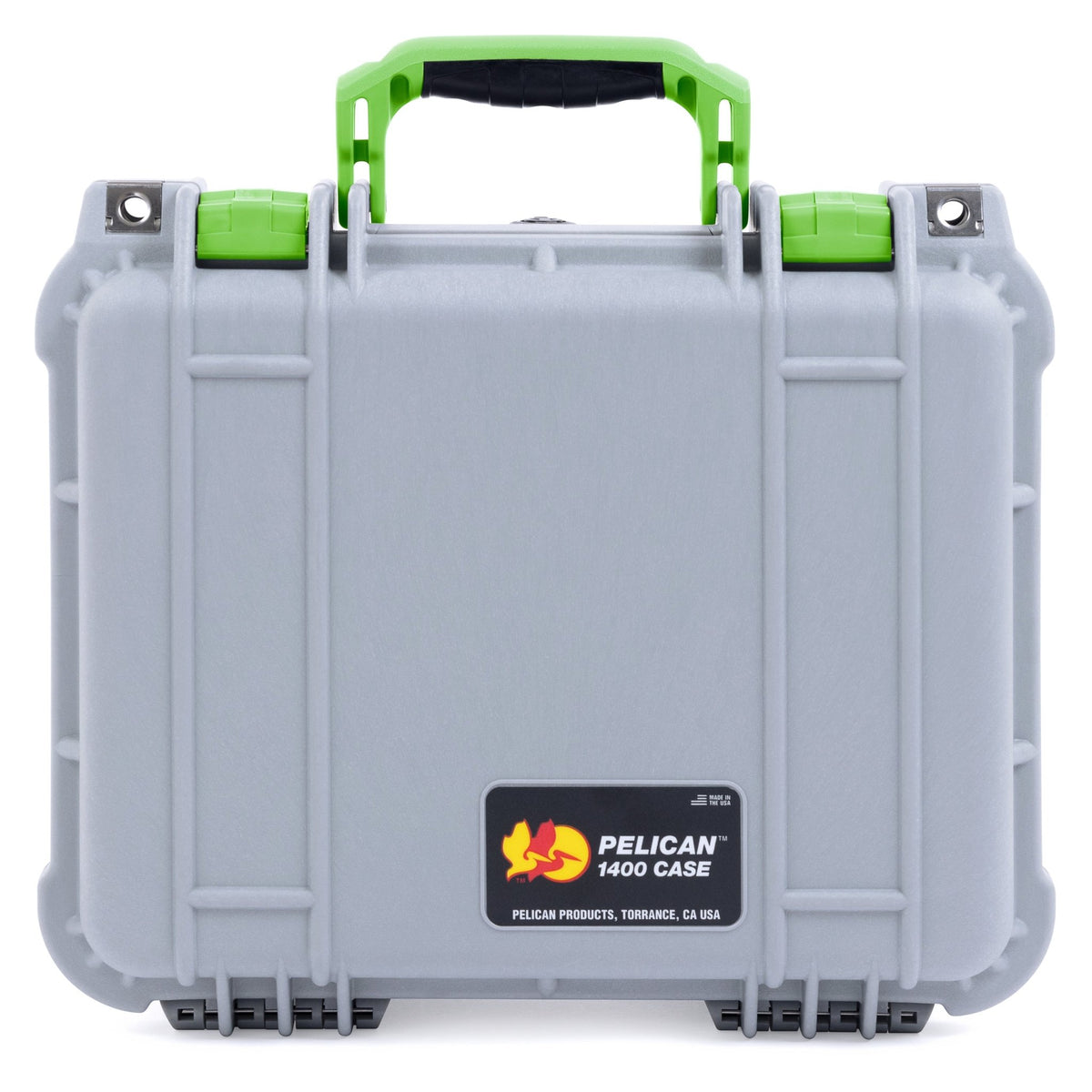 Pelican 1400 Case - Silver &amp; Lime Green - Empty