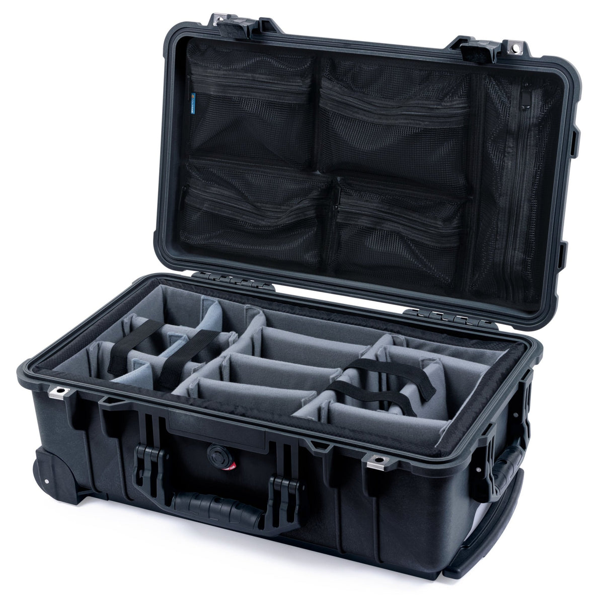 Pelican 1510 Case - Black - Padded Microfiber Dividers / Mesh Lid Organizer