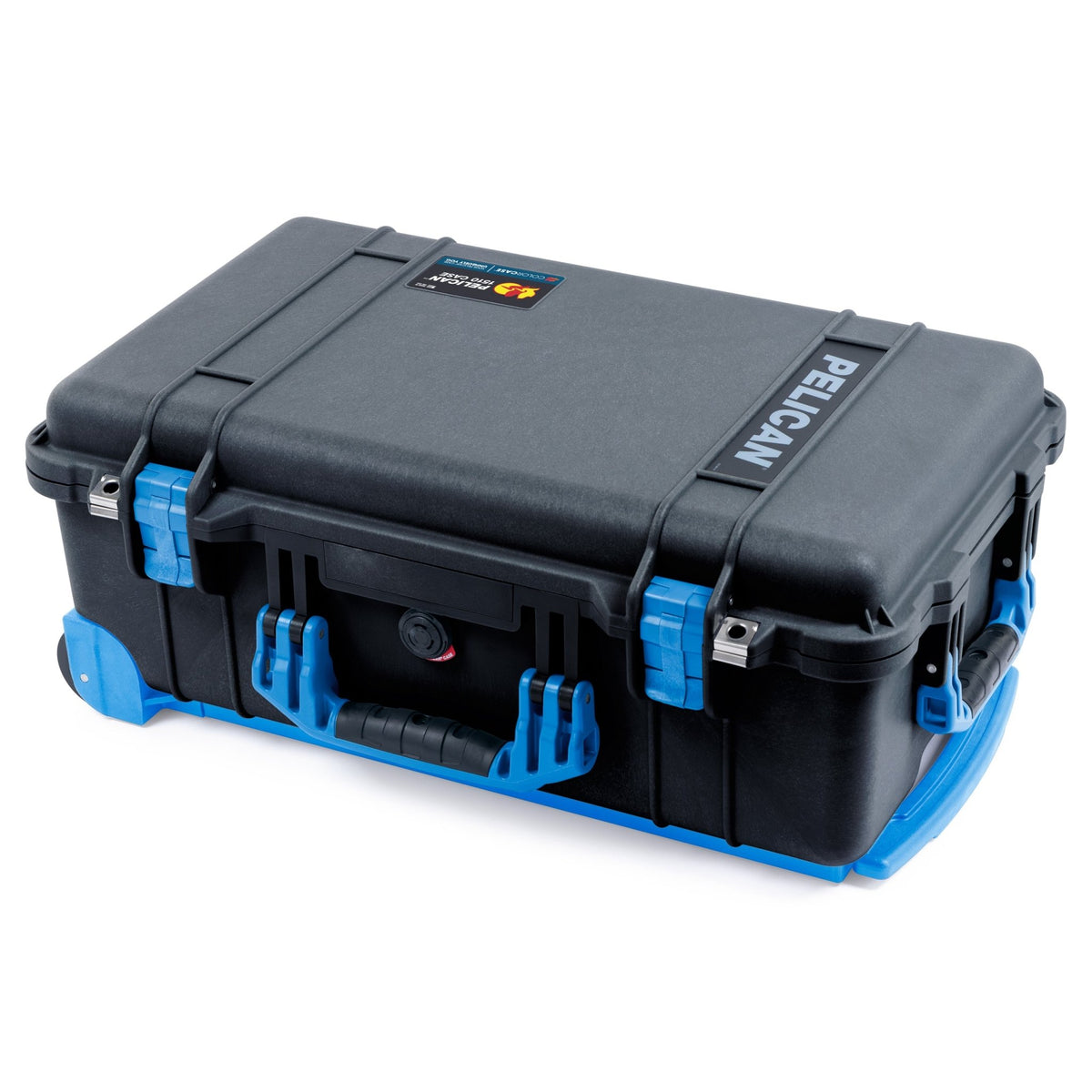 Black Pelican 1510 Case with Blue Handles, Latches and Trolley