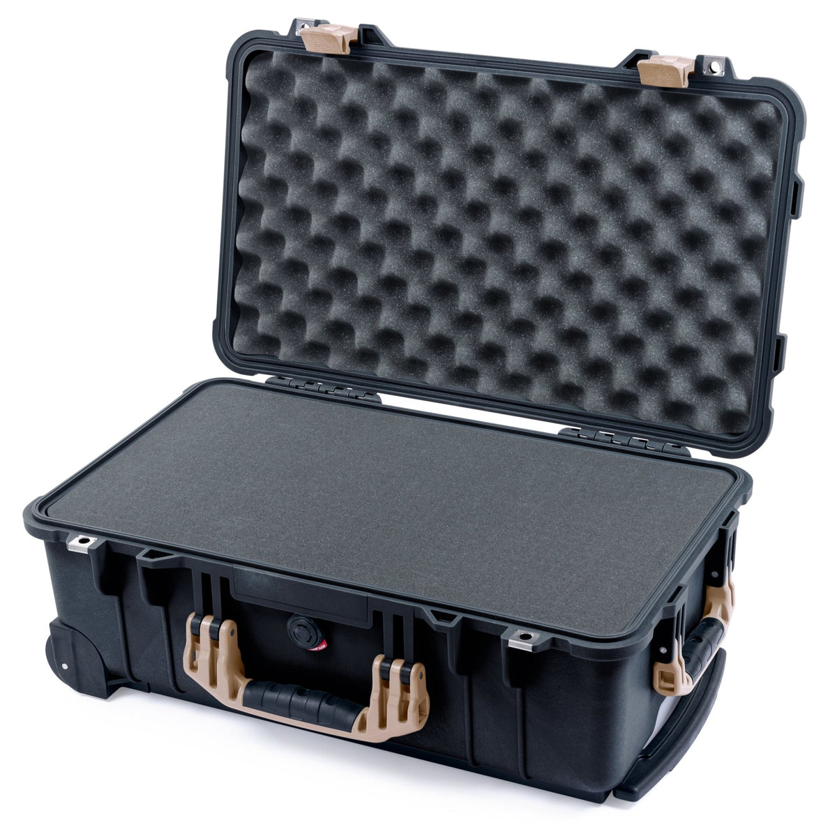 Pelican 1510 Case - Black &amp; Desert Tan - Pick &amp; Pluck Foam / Convolute Lid Foam