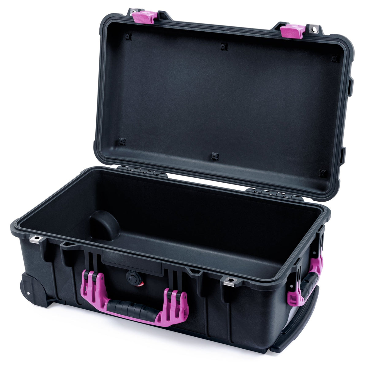 Black Pelican 1510 Case w Magenta Handles, Latches & Trolley