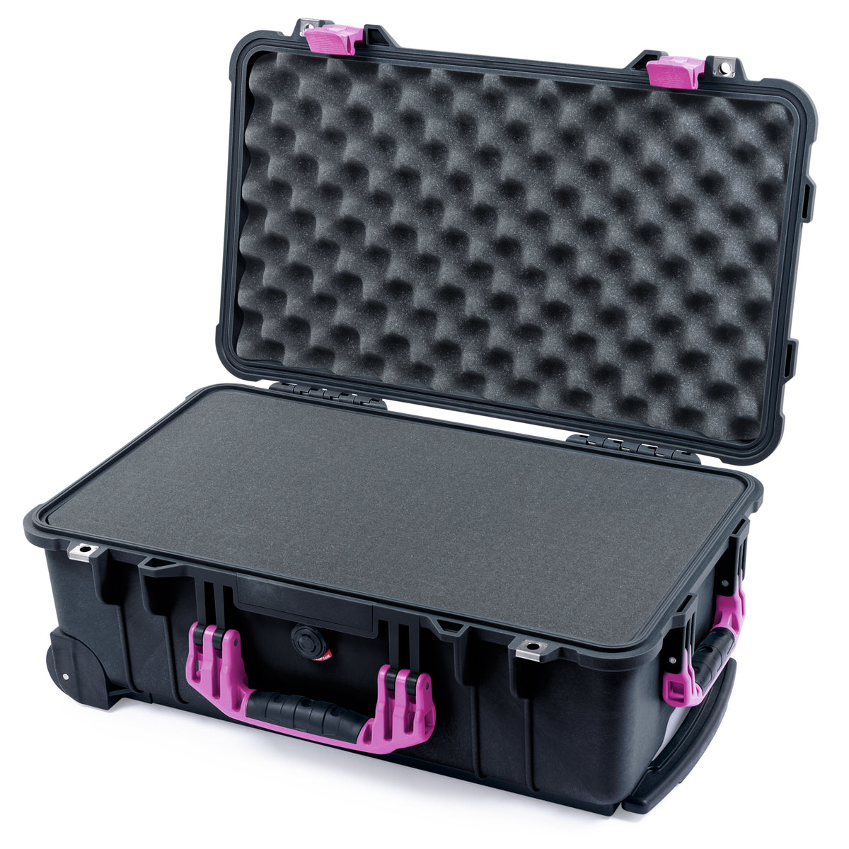 Black Pelican 1510 Case w Magenta Handles, Latches & Trolley