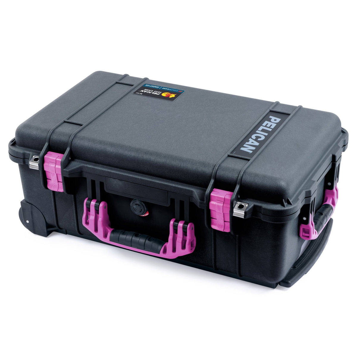 Black Pelican 1510 Case w Magenta Handles, Latches & Trolley