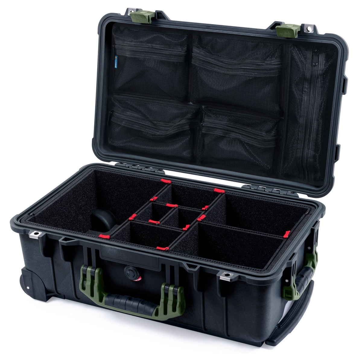 Pelican 1510 Case - Black &amp; OD Green - TrekPak Divider System / Mesh Lid Organizer